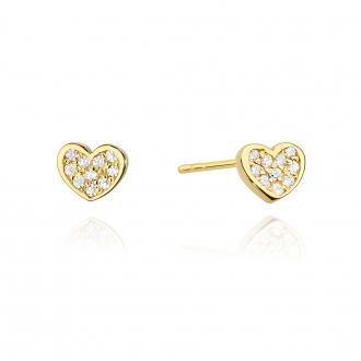 Złote kolczyki serce z brylantami 0,17ct KOBD021