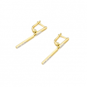 Złote wiszące kolczyki z brylantami 0,08ct KOBD025