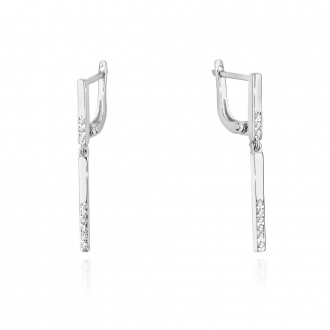 Złote wiszące kolczyki z brylantami 0,08ct KOBD025