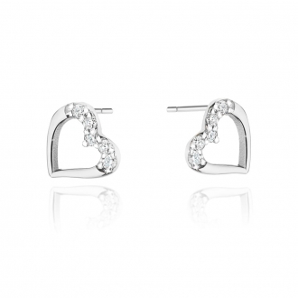 Złote kolczyki serce z brylantami 0,08ct KOBD503