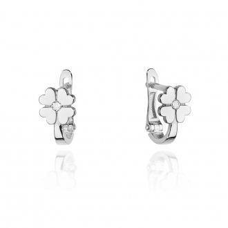 Złote kolczyki koniczynka z brylantami 0,06ct KOBD060