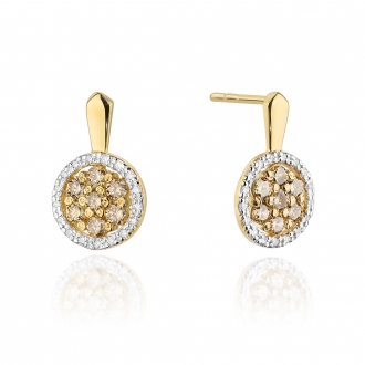 Złote kolczyki z brązowymi brylantami KOBD440