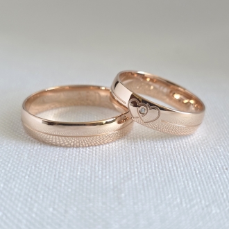 Obrączki ślubne AS330, szer. 5mm, różowe złoto