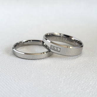Obrączki fazowane z platyny 5mm i 3mm