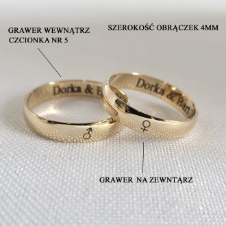 Obrączka ślubna złota półokrągła KRZ/1