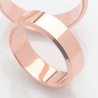 Obrączka ślubna z różowego złota płaska fazowana KRF/R/1