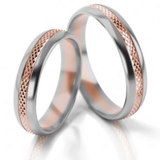 Obrączki ślubne AS3 (kolor złota: biały / różowy / biały)