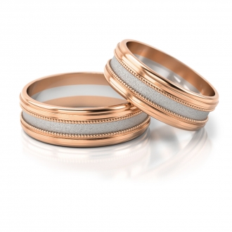Obrączki ślubne AS142 (kolor złota: różowy / biały / różowy)