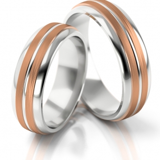 Obrączki ślubne AS156 (kolor złota: biały / wstawki różowe)