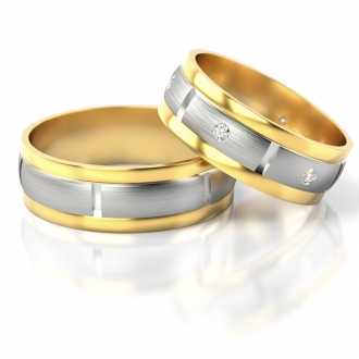 Obrączki ślubne AS173 (kolor złota: żółty / biały / żółty)