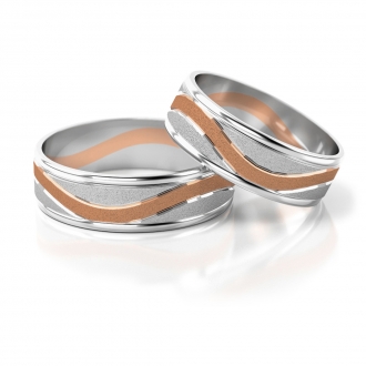 Obrączki ślubne AS136 (kolor złota: biały / różowy / biały)