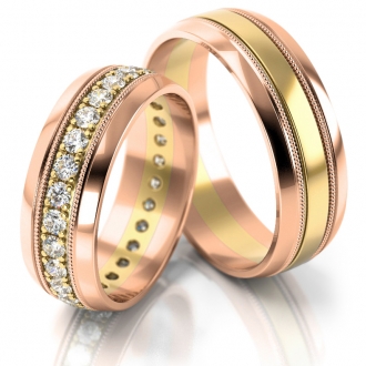 Obrączki ślubne AS181 (kolor złota: różowy / żółty / różowy)