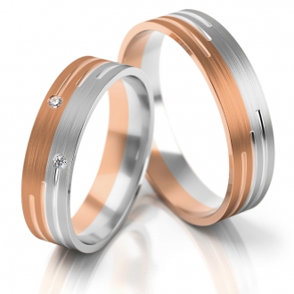 Obrączki ślubne AS225 (kolor złota: różowy / biały)