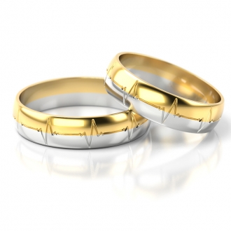 Obrączki ślubne z linią EKG AS2887 (kolor złota: biały / żółty)