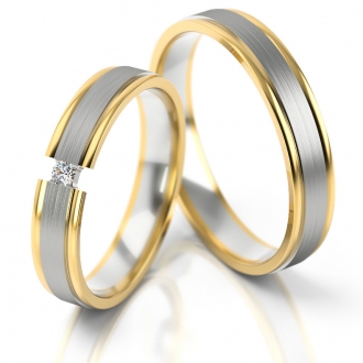 Obrączki ślubne AS266 (kolor złota: żółty / biały / żółty)
