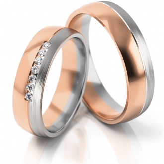 Obrączki ślubne AS285 (kolor złota: różowy / biały)