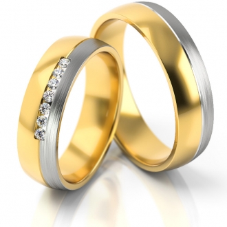 Obrączki ślubne AS285  (kolor złota: żółty / biały)