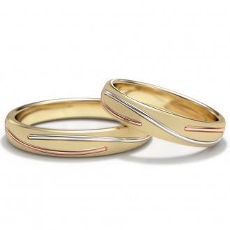 Obrączki ślubne AS324 (kolor złota: żółty / wstawki białe i różowe)