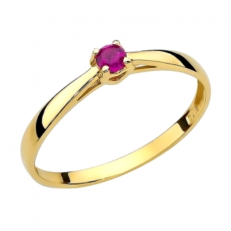 Złoty pierścionek zaręczynowy z cyrkonią rubinową PM001R