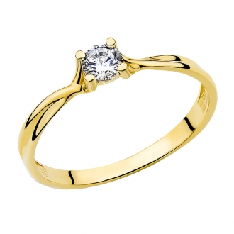 Złoty pierścionek zaręczynowy z cyrkonią PM003