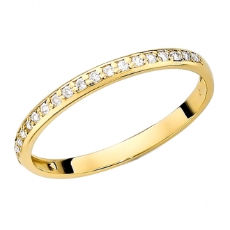 Złoty pierścionek obrączka z cyrkoniami PM005