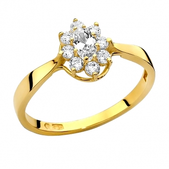 Złoty pierścionek z cyrkoniami Markiza PM006