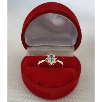 Złoty pierścionek z jasnoniebieską cyrkonią Markiza PM006/T