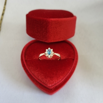 Złoty pierścionek z jasnoniebieską cyrkonią Markiza PM006/T