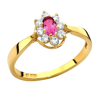 Złoty pierścionek z rubinową cyrkonią Markiza PM006/R