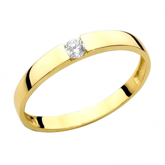 Złoty pierścionek zaręczynowy z cyrkonią PM007
