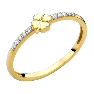 Złoty pierścionek z koniczyną PM008