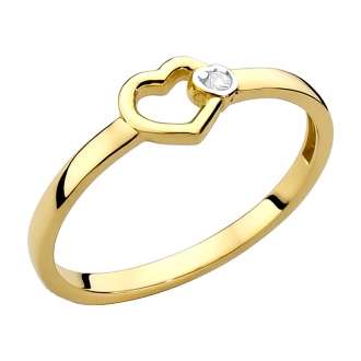 Złoty pierścionek z podwójnym sercem PM017
