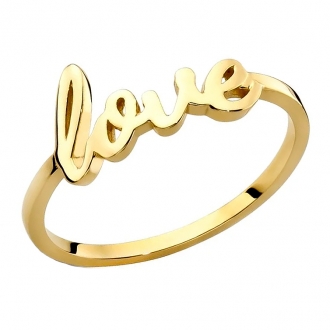 Złoty pierścionek z napisem LOVE PM018