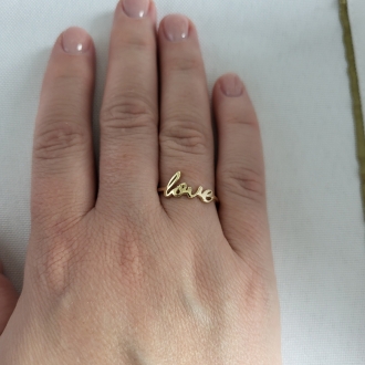 Złoty pierścionek z napisem LOVE PM018