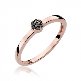 Pierścionek z różowego złota z czarnymi brylantami 0.04ct BD100/CZ/R