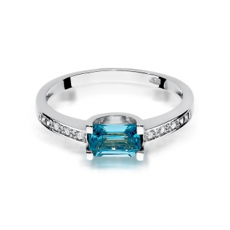 Pierścionek z białego złota z rubinem i brylantami BD105T/W