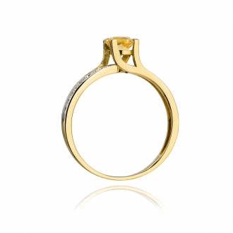 Złoty pierścionek z cytrynem i brylantami BD106C