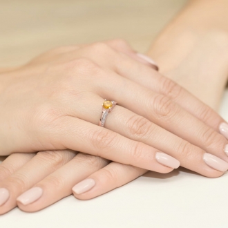 Pierścionek z różowego złota z cytrynem i brylantami BD106C/R