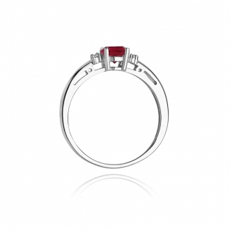 Pierścionek z białego złota z rubinem i brylantami BD10R/W