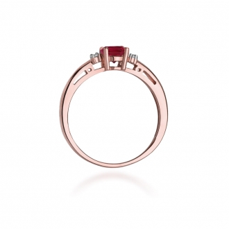 Pierścionek z różowego złota z rubinem i brylantami BD10R/R