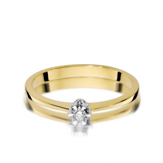 Pierścionek zaręczynowy złoty z brylantem 0.10ct BD111/10