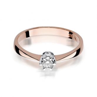 Pierścionek z różowego złota z  brylantem 0.10ct BD111/10/R