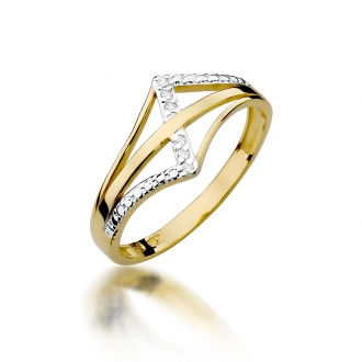 Złoty pierścionek zaręczynowy z brylantami 0.03ct BD114/9K
