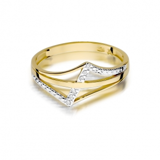 Złoty pierścionek zaręczynowy z brylantami 0.03ct BD114/9K