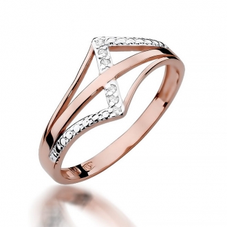 Pierścionek z różowego złota z brylantami 0.03ct BD114/R