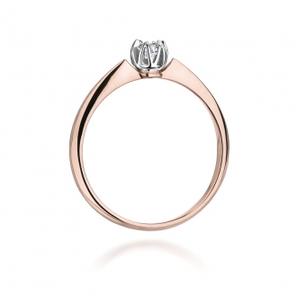 Pierścionek z różowego złota z brylantem 0.10ct BD134/R