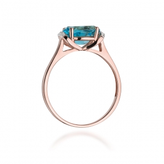 Pierścionek z różowego złota z topazem i brylantami BD148/R