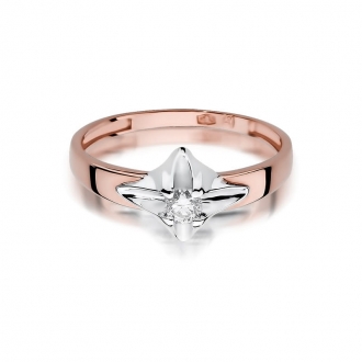 Pierścionek z różowego złota z brylantem 0.12ct BD155/R