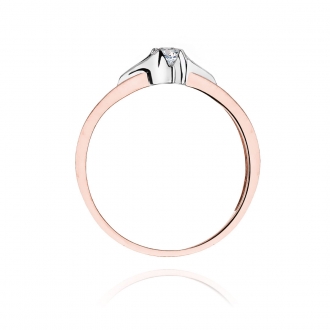 Pierścionek z różowego złota z brylantem 0.12ct BD155/R