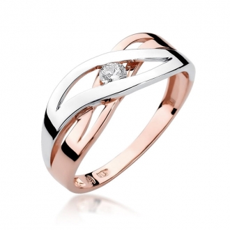 Pierścionek z różowego złota z brylantem 0.10ct BD156/10/R